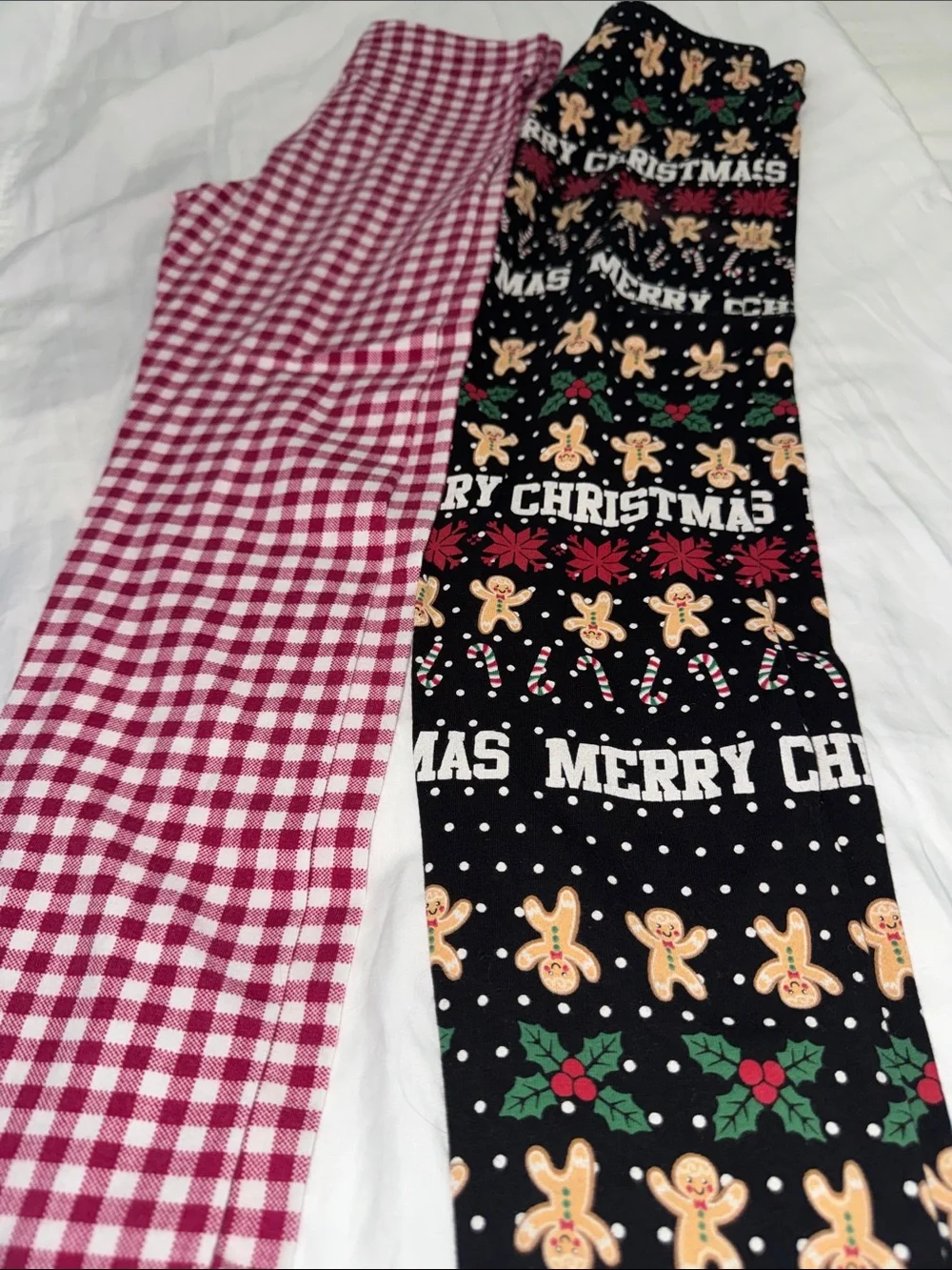 Kids Christmas Gingerbread & Red Gingham leggings
